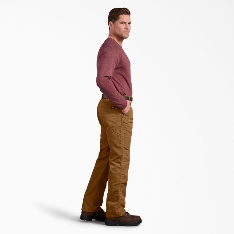 Brown Dickies Regular Fit Duck Double Knee Men's Pants | 853-RLKMCX