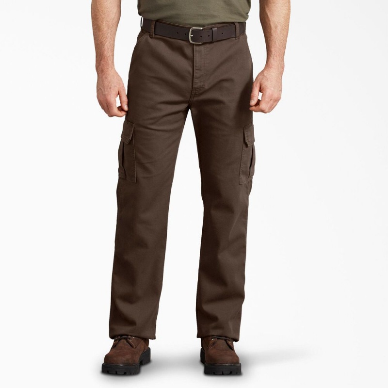 Brown Dickies Regular Fit Duck Men\'s Cargo Pants | 986-ZAGBSR