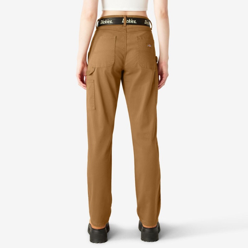 Brown Dickies Relaxed Fit Carpenter Women's Pants | 975-COPKGS