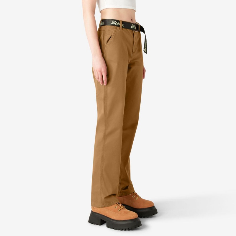 Brown Dickies Relaxed Fit Carpenter Women's Pants | 975-COPKGS