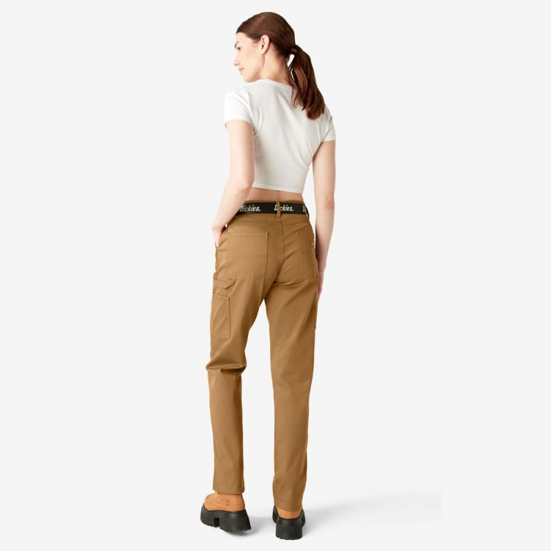 Brown Dickies Relaxed Fit Carpenter Women's Pants | 975-COPKGS