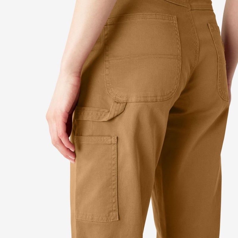 Brown Dickies Relaxed Fit Carpenter Women's Pants | 975-COPKGS