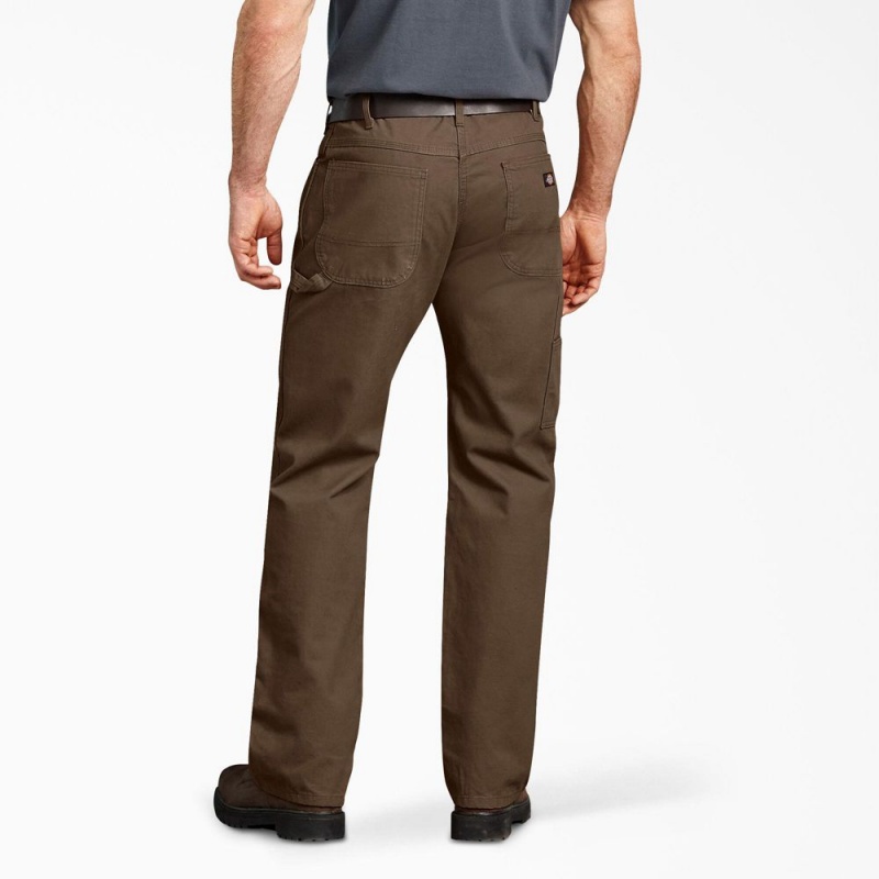 Brown Dickies Relaxed Fit Duck Carpenter Men's Pants | 731-EGDRAQ