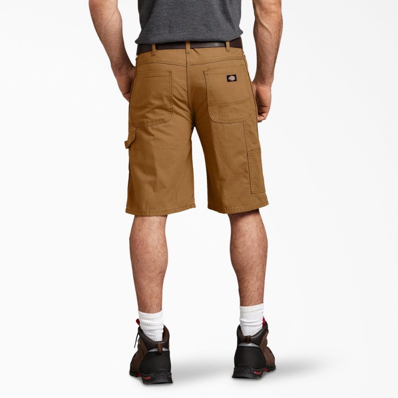 Brown Dickies Relaxed Fit Duck Carpenter Men's Shorts | 794-ZEXDRH