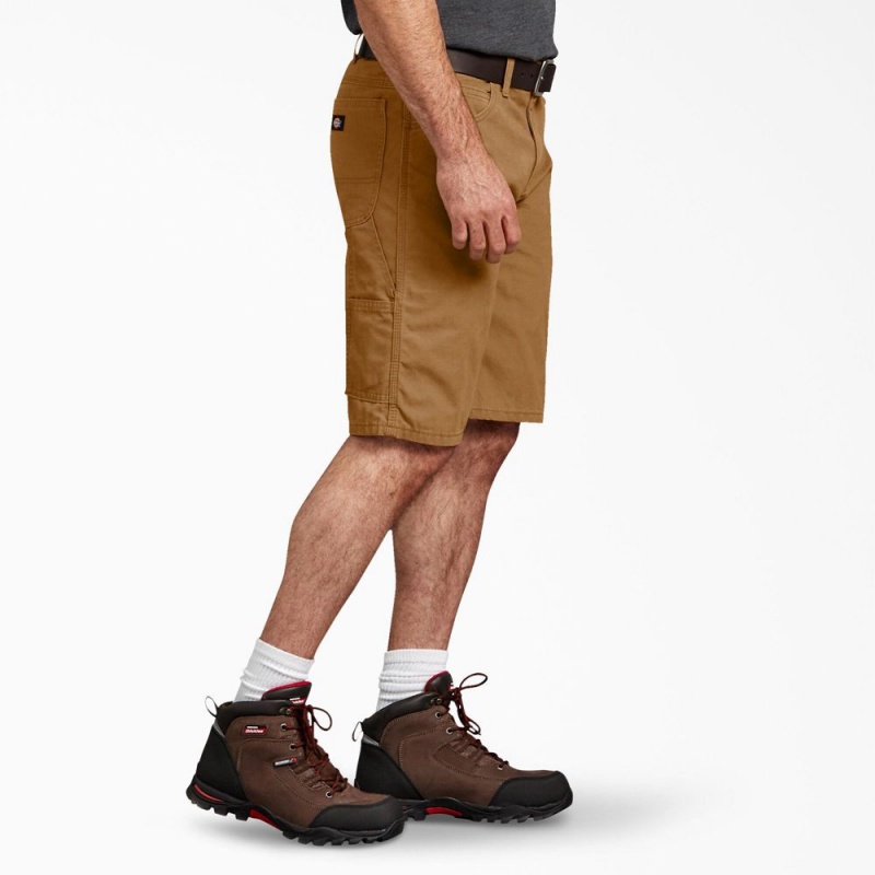 Brown Dickies Relaxed Fit Duck Carpenter Men's Shorts | 794-ZEXDRH