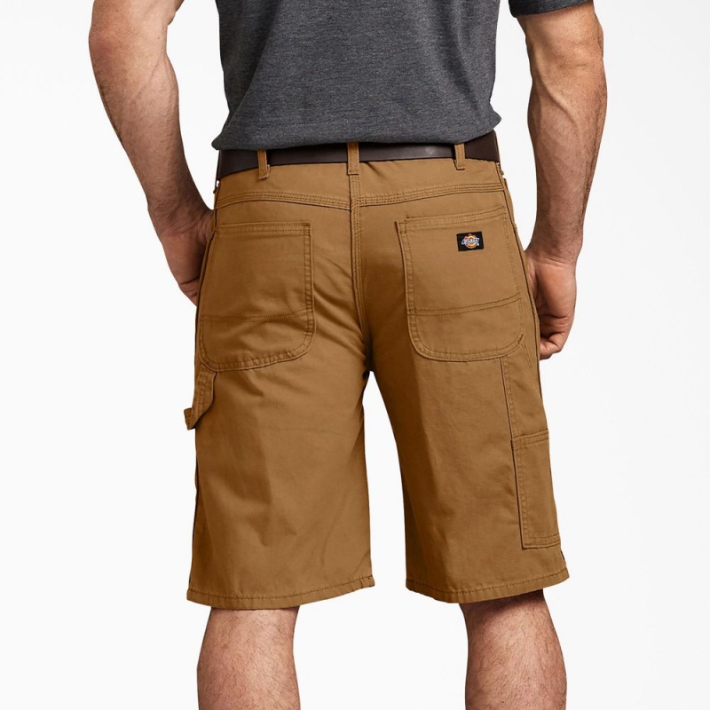 Brown Dickies Relaxed Fit Duck Carpenter Men's Shorts | 794-ZEXDRH