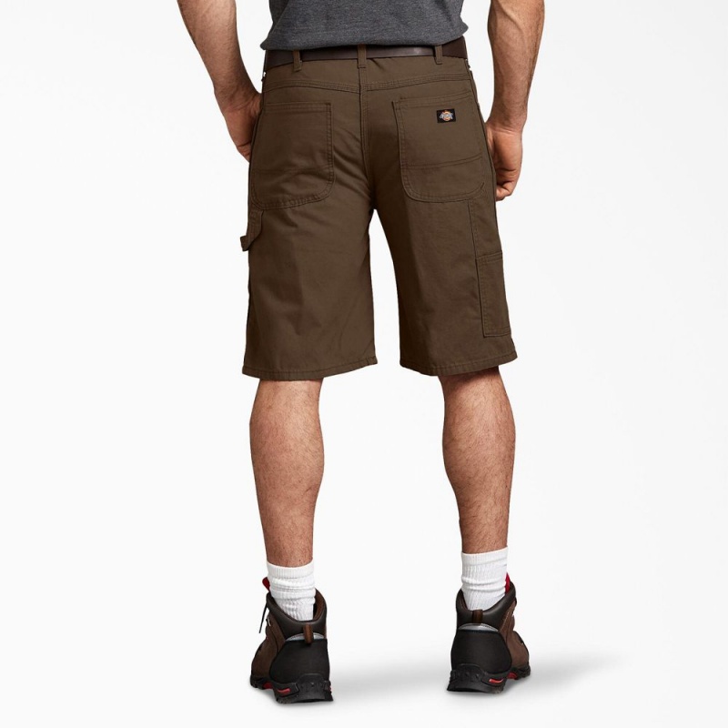 Brown Dickies Relaxed Fit Duck Carpenter Men's Shorts | 685-FWSRZH