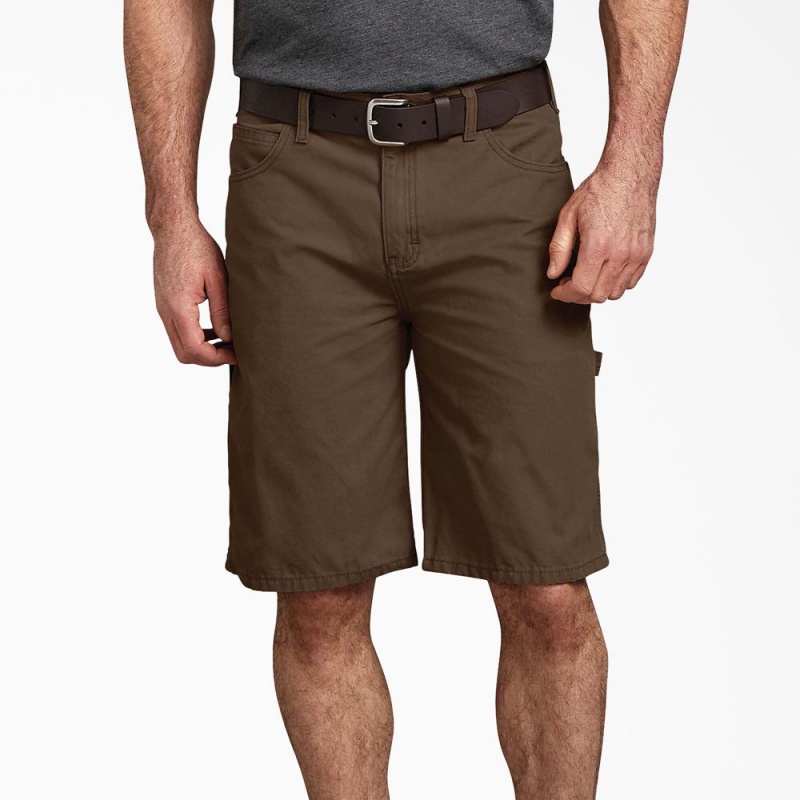 Brown Dickies Relaxed Fit Duck Carpenter Men's Shorts | 685-FWSRZH