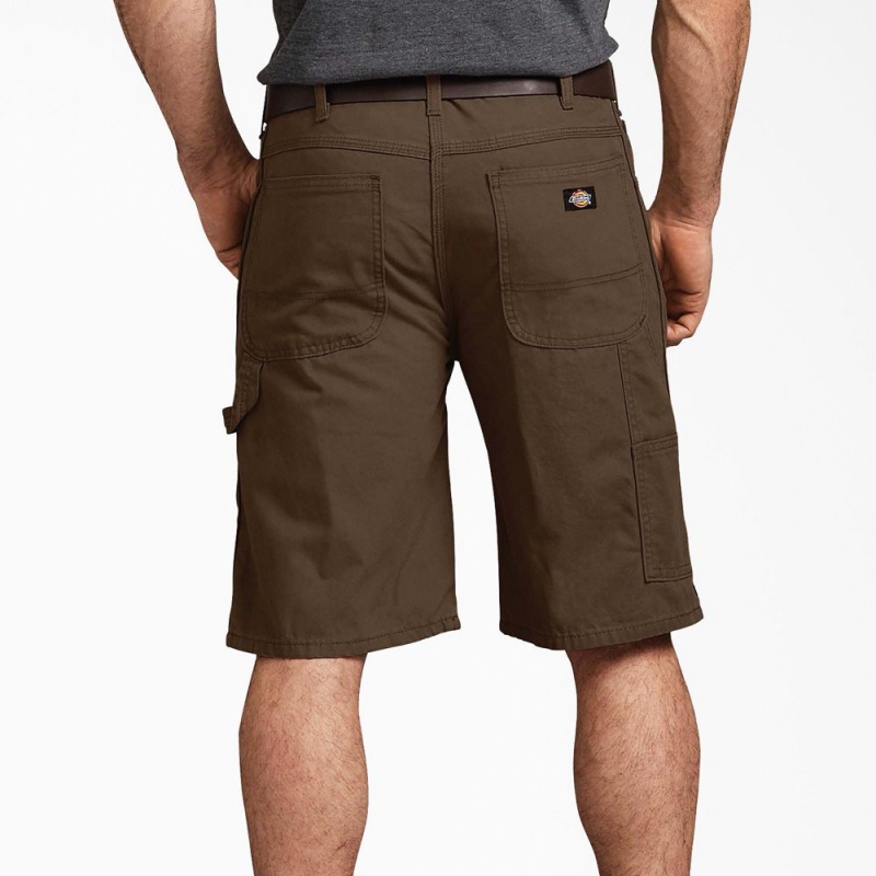 Brown Dickies Relaxed Fit Duck Carpenter Men's Shorts | 685-FWSRZH