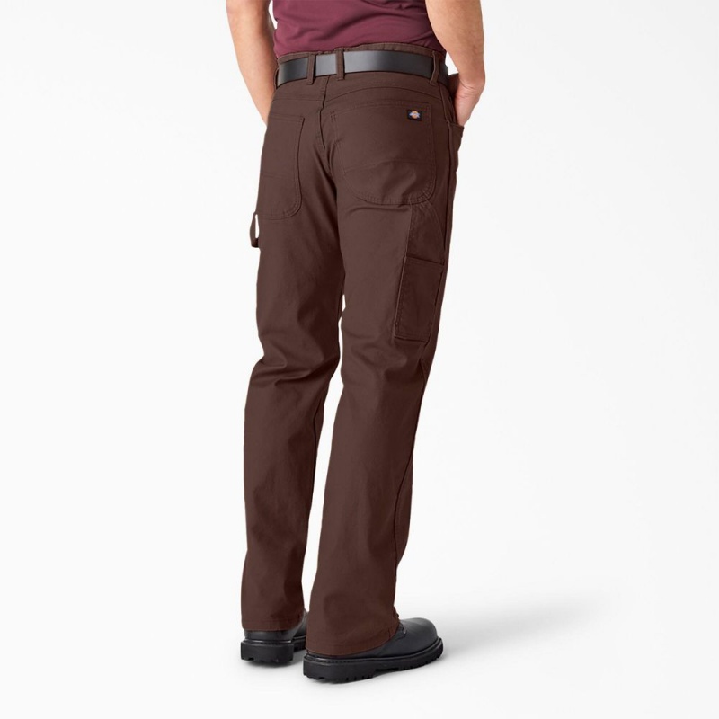 Brown Dickies Relaxed Fit Heavyweight Duck Carpenter Men's Pants | 512-ZRGEQU