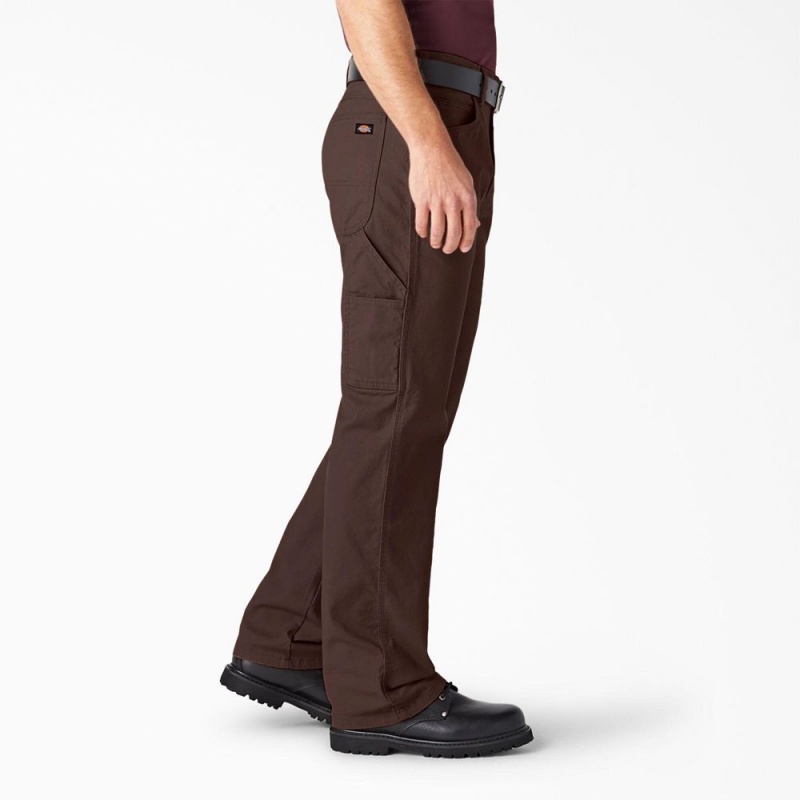 Brown Dickies Relaxed Fit Heavyweight Duck Carpenter Men's Pants | 512-ZRGEQU