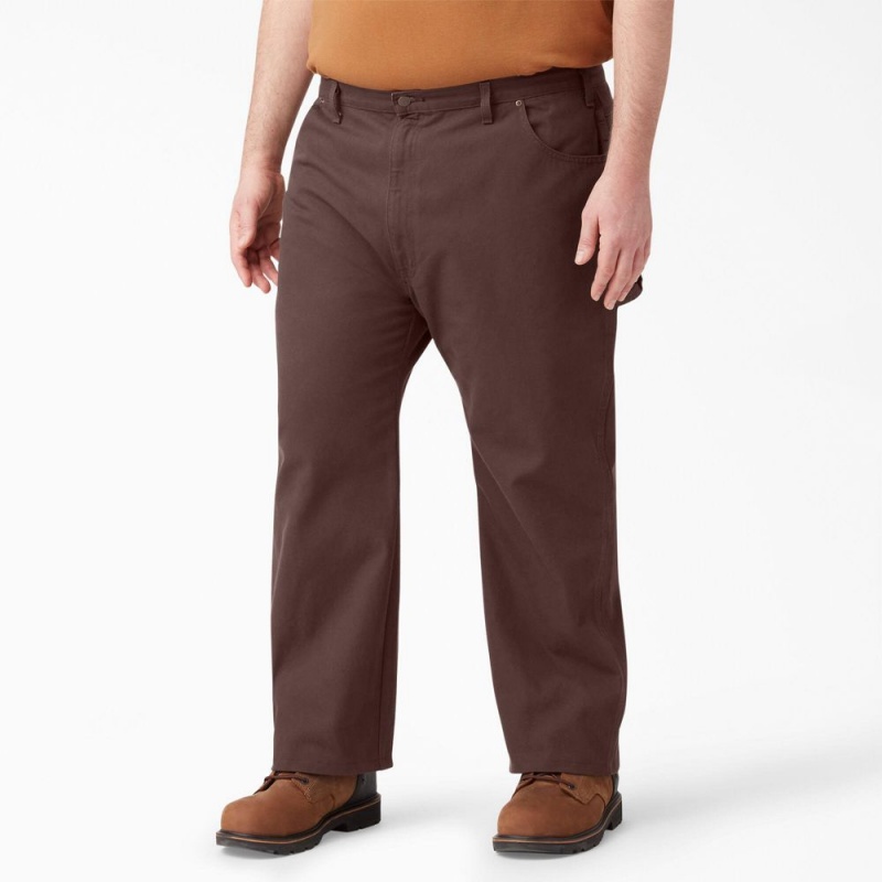 Brown Dickies Relaxed Fit Heavyweight Duck Carpenter Men's Pants | 512-ZRGEQU