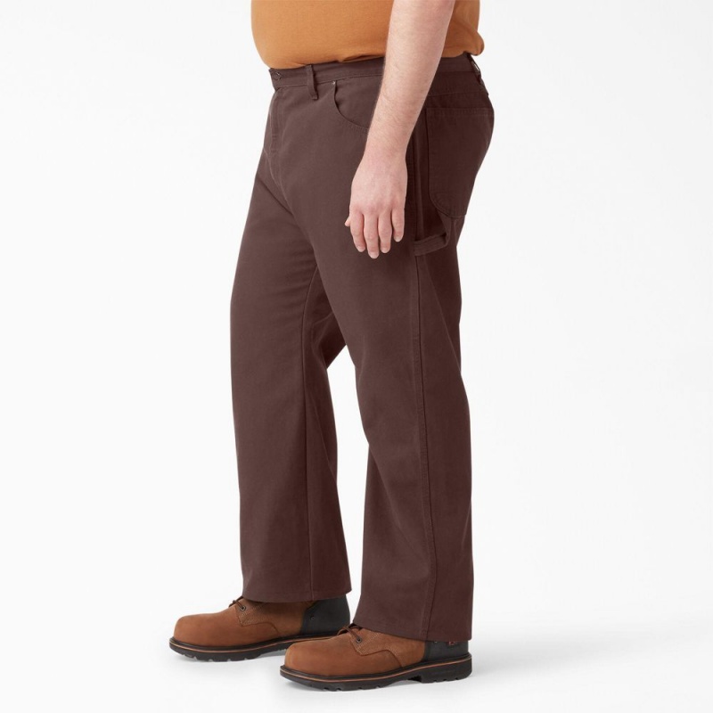 Brown Dickies Relaxed Fit Heavyweight Duck Carpenter Men's Pants | 512-ZRGEQU