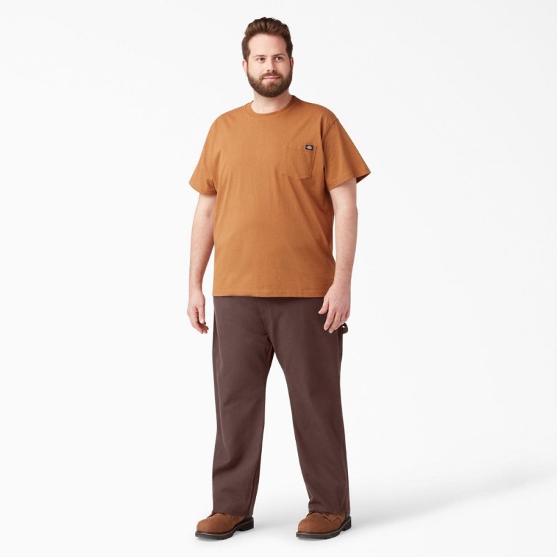 Brown Dickies Relaxed Fit Heavyweight Duck Carpenter Men's Pants | 512-ZRGEQU