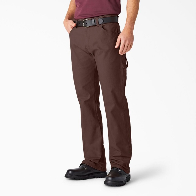 Brown Dickies Relaxed Fit Heavyweight Duck Carpenter Men\'s Pants | 512-ZRGEQU