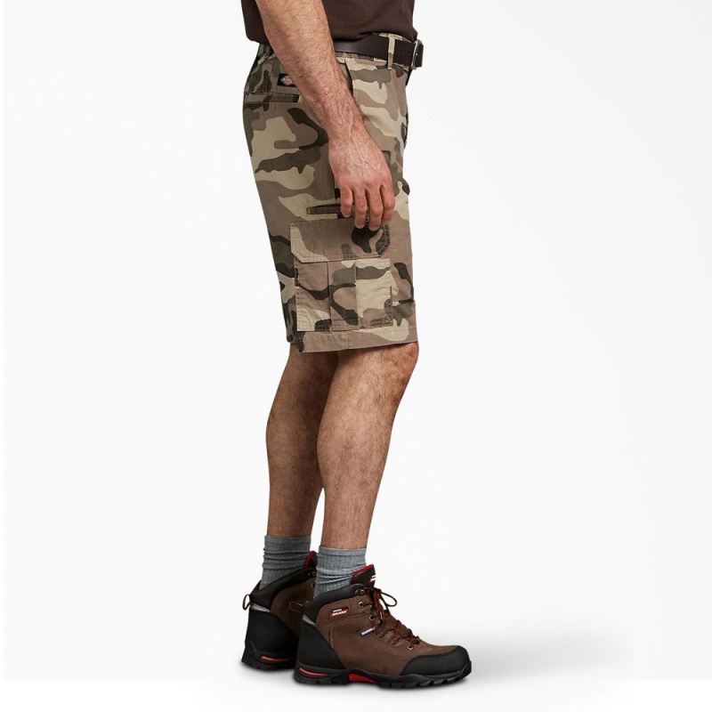 Brown Dickies Relaxed Fit Ripstop Cargo Men's Shorts | 945-TUKCOB