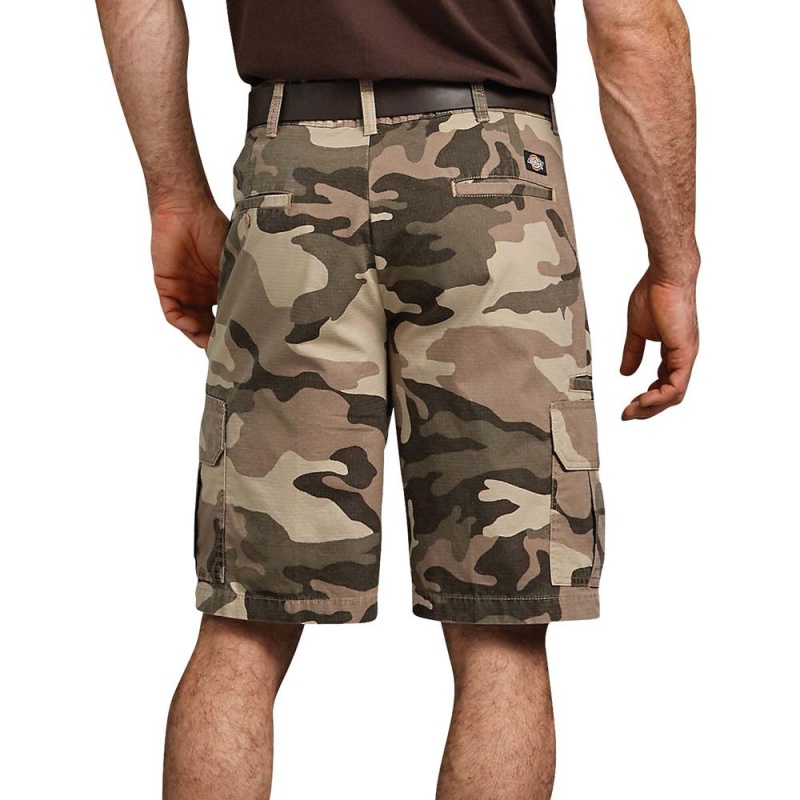 Brown Dickies Relaxed Fit Ripstop Cargo Men's Shorts | 945-TUKCOB