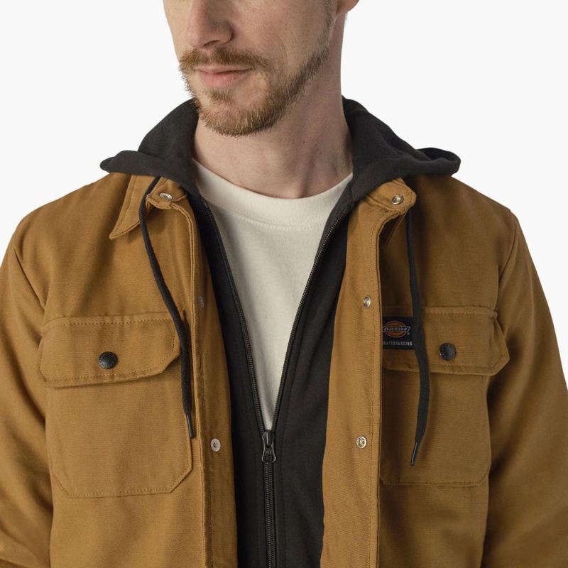 Brown Dickies Skateboarding Duck Shirt Men's Jacket | 014-GVACRY