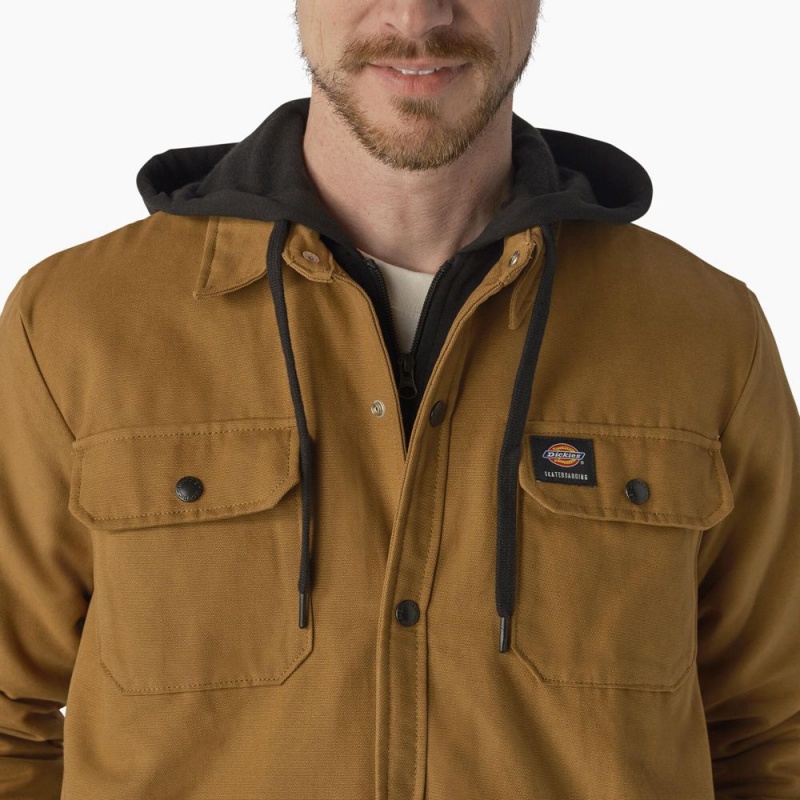 Brown Dickies Skateboarding Duck Shirt Men's Jacket | 014-GVACRY