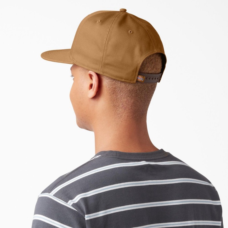 Brown Dickies Skateboarding Flat Bill Men's Cap | 758-LDVUNA