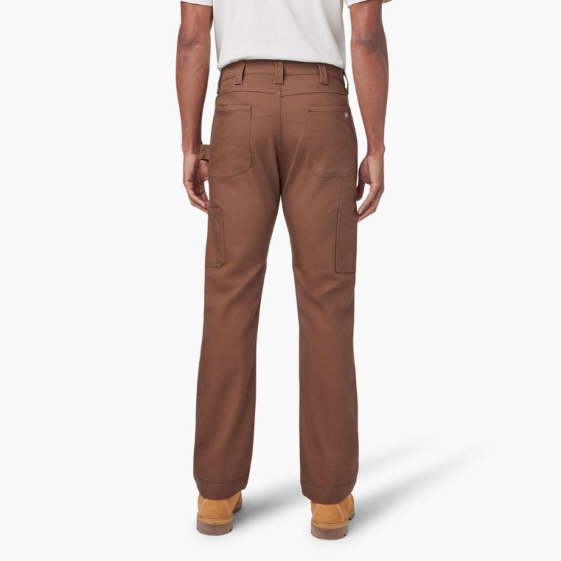 Brown Dickies Slim Fit Duck Canvas Double Knee Men's Pants | 023-RTHLBM