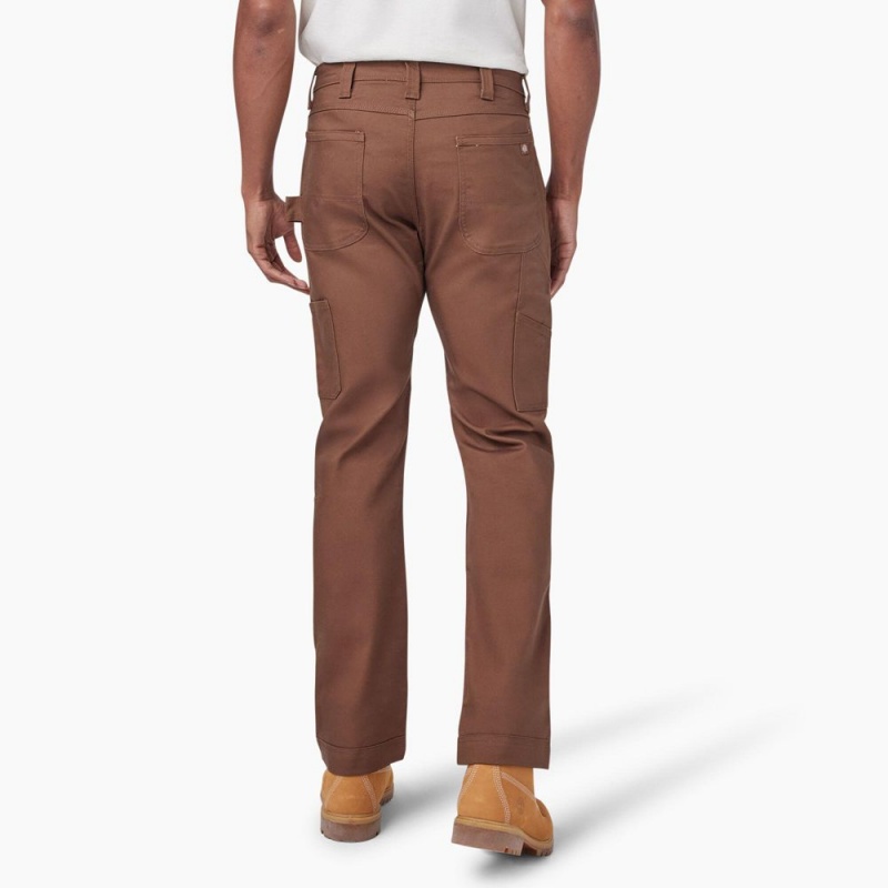 Brown Dickies Slim Fit Duck Canvas Double Knee Men's Pants | 023-RTHLBM