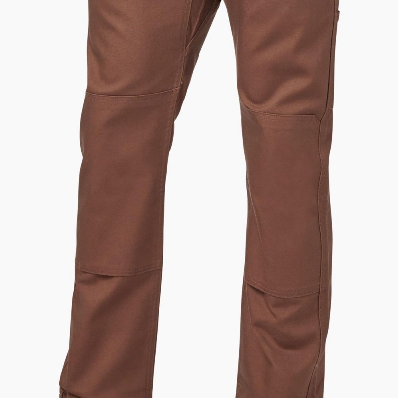 Brown Dickies Slim Fit Duck Canvas Double Knee Men's Pants | 023-RTHLBM