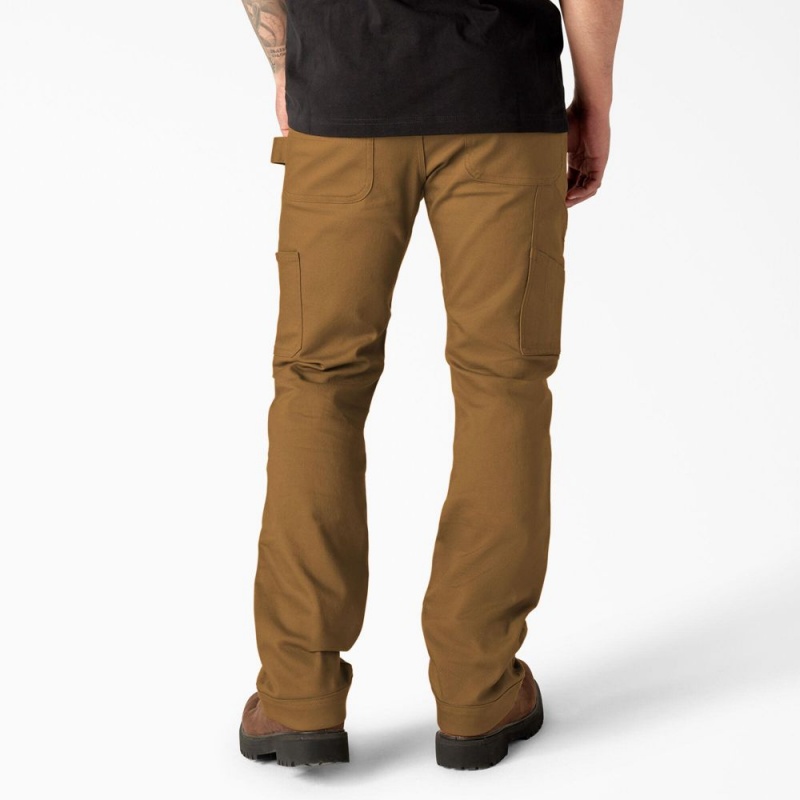 Brown Dickies Slim Fit Duck Canvas Double Knee Men's Pants | 163-OCTQGV