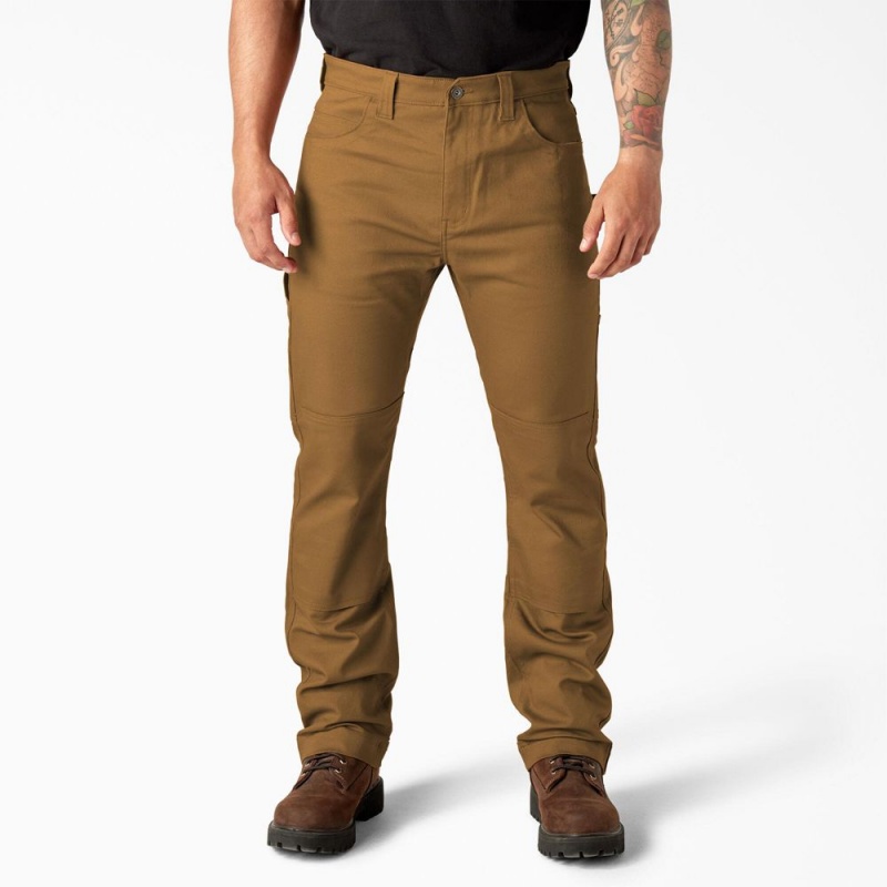 Brown Dickies Slim Fit Duck Canvas Double Knee Men\'s Pants | 163-OCTQGV