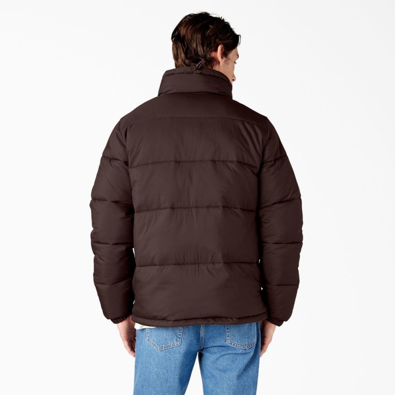 Brown Dickies Waldenburg Puffer Men's Jacket | 263-YJDVUZ