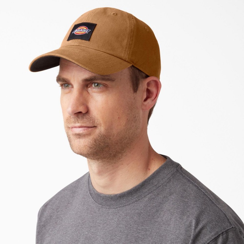 Brown Dickies Washed Canvas Men's Cap | 038-HPYEZD