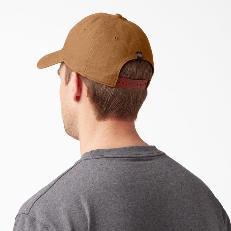 Brown Dickies Washed Canvas Men's Cap | 038-HPYEZD