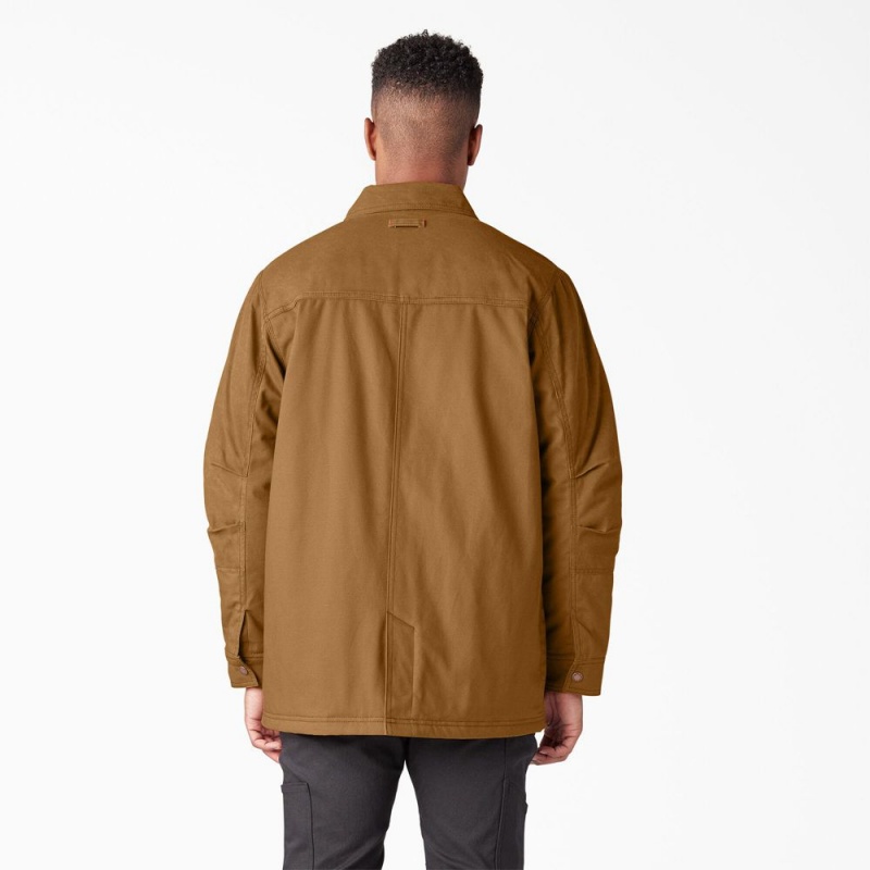 Brown Dickies Waxed Canvas Chore Men's Jacket | 891-DPTXAK