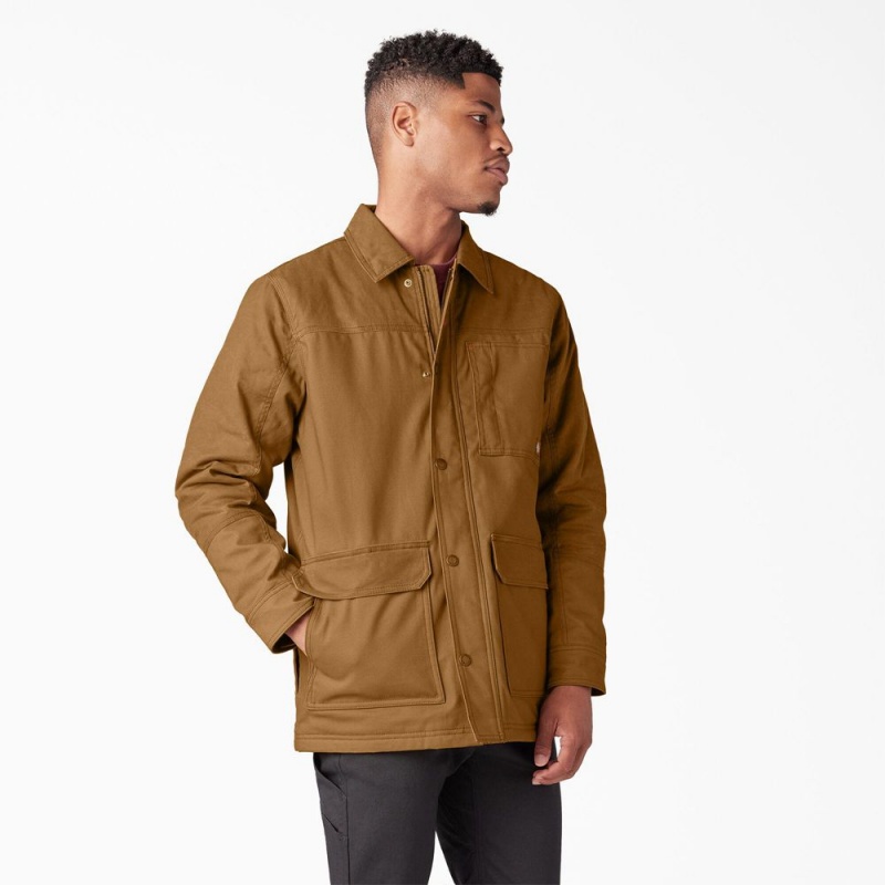 Brown Dickies Waxed Canvas Chore Men's Jacket | 891-DPTXAK