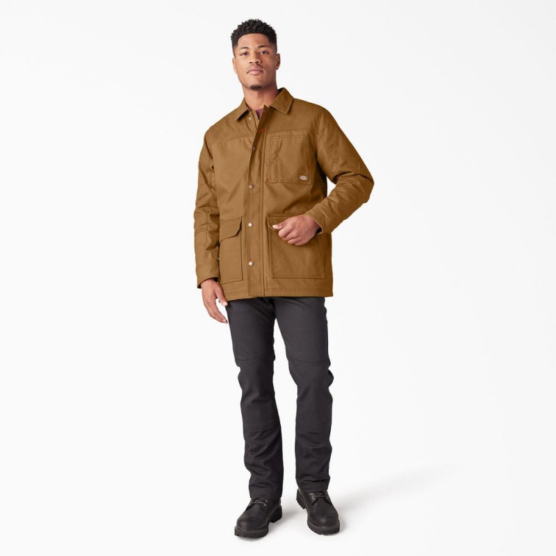 Brown Dickies Waxed Canvas Chore Men's Jacket | 891-DPTXAK