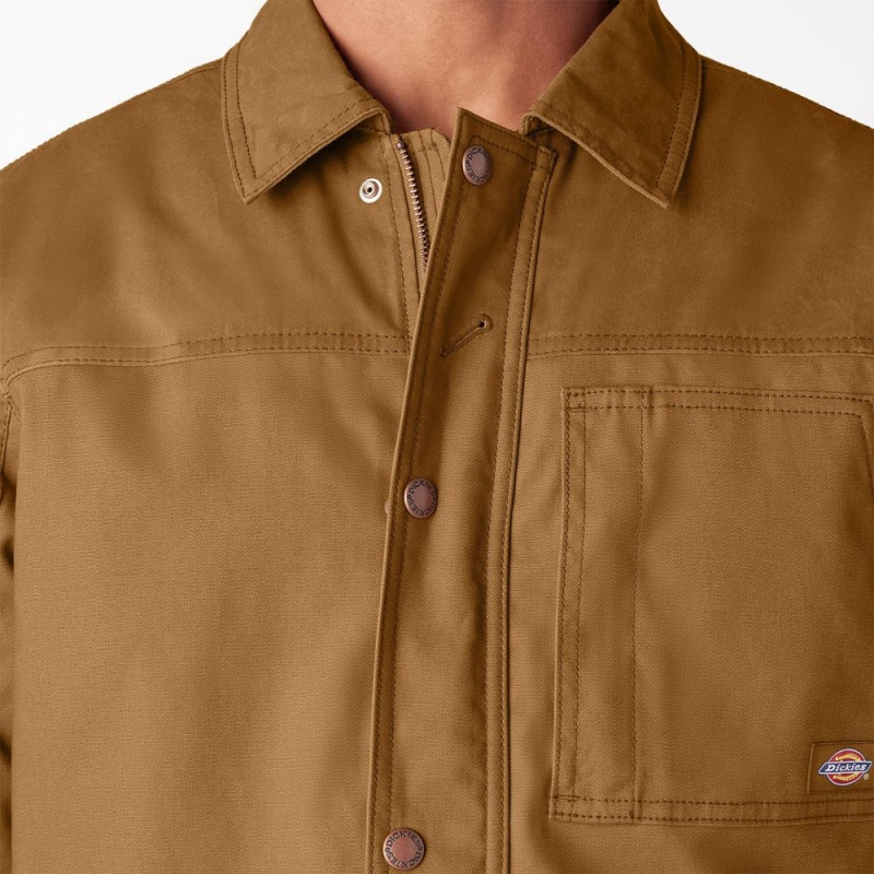 Brown Dickies Waxed Canvas Chore Men's Jacket | 891-DPTXAK