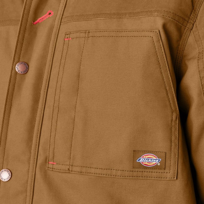 Brown Dickies Waxed Canvas Chore Men's Jacket | 891-DPTXAK