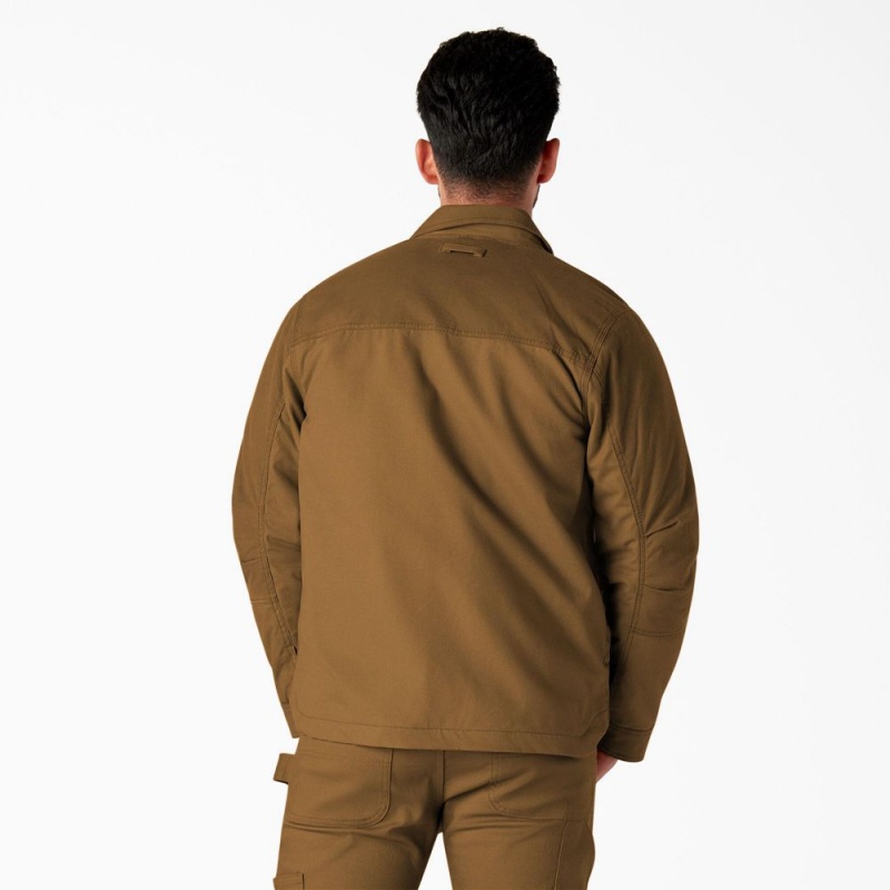 Brown Dickies Waxed Canvas Service Men's Jacket | 068-WZXYCM