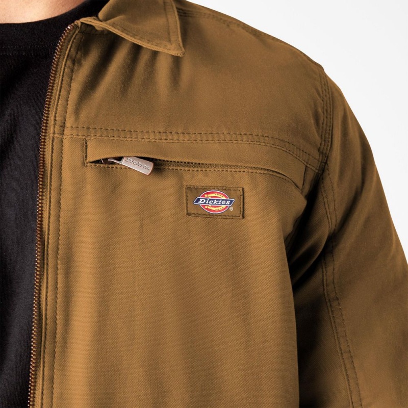 Brown Dickies Waxed Canvas Service Men's Jacket | 068-WZXYCM