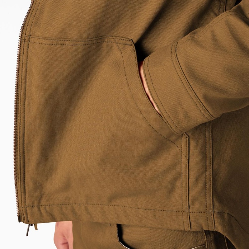 Brown Dickies Waxed Canvas Service Men's Jacket | 068-WZXYCM