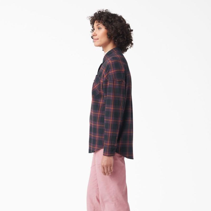 Burgundy Dickies Bakerhill Oversized Women's Shirt | 709-EKLVNB