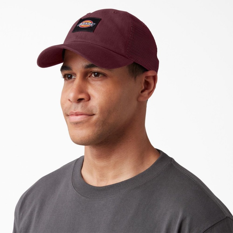 Burgundy Dickies Canvas Trucker Men's Hat | 261-PLUZJV