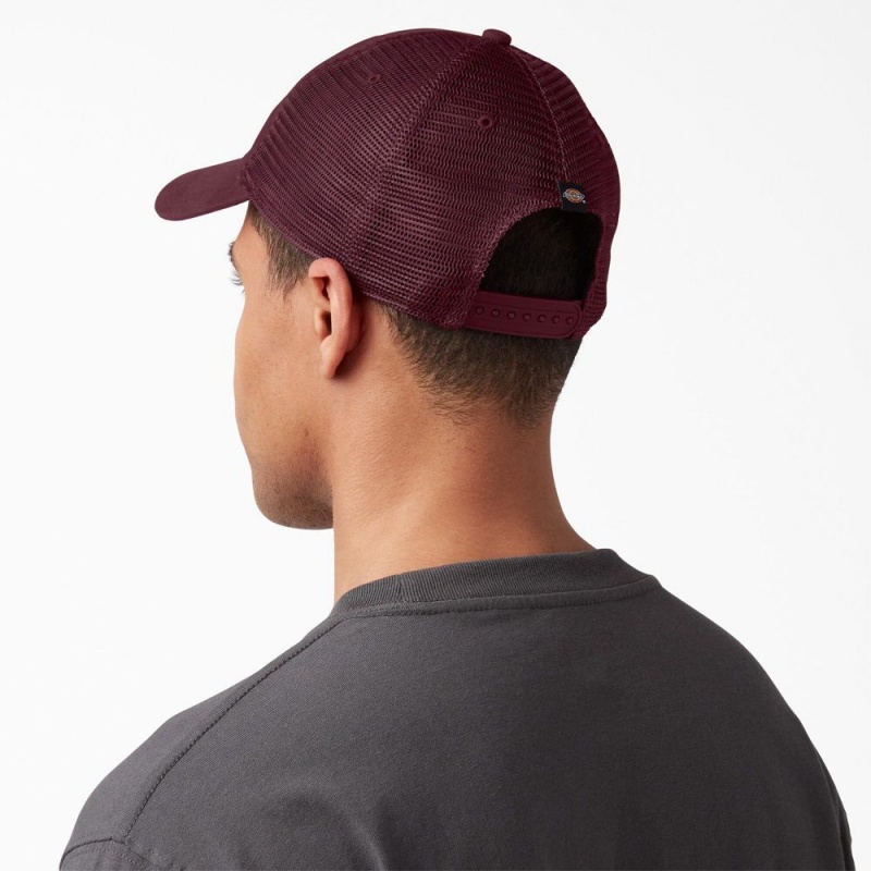 Burgundy Dickies Canvas Trucker Men's Hat | 261-PLUZJV