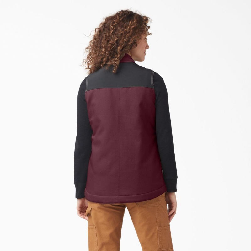 Burgundy Dickies DuraTech Renegade Women's Vest | 873-ICSHLF