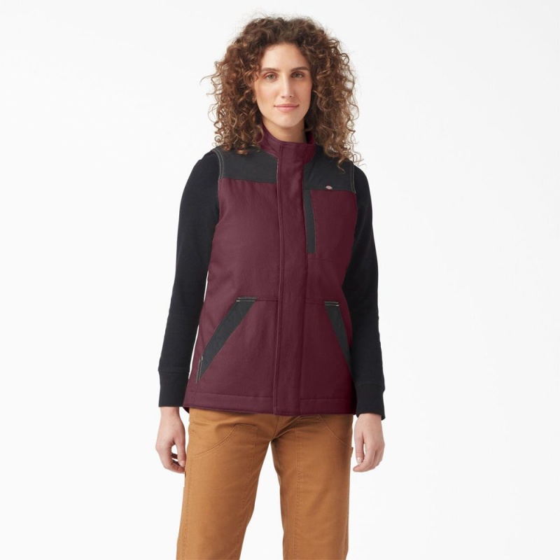 Burgundy Dickies DuraTech Renegade Women\'s Vest | 873-ICSHLF