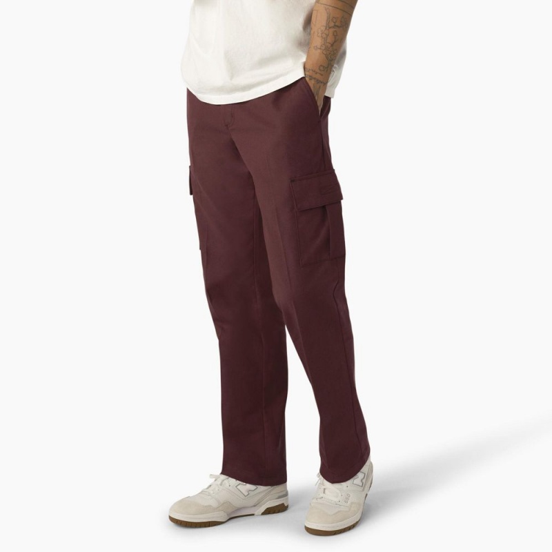 Burgundy Dickies Regular Fit Men's Cargo Pants | 730-HYKOJP