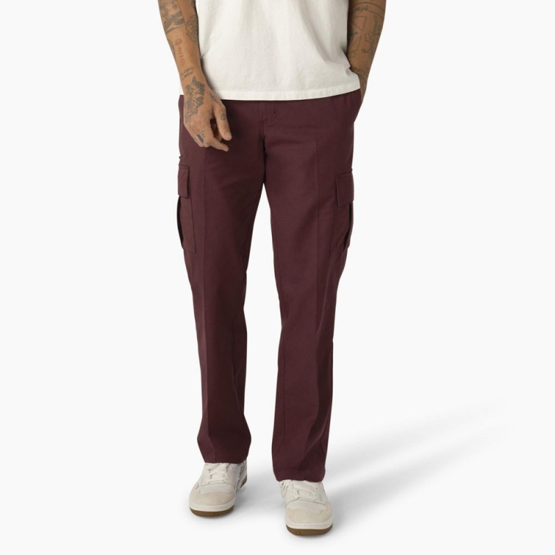 Burgundy Dickies Regular Fit Men's Cargo Pants | 730-HYKOJP