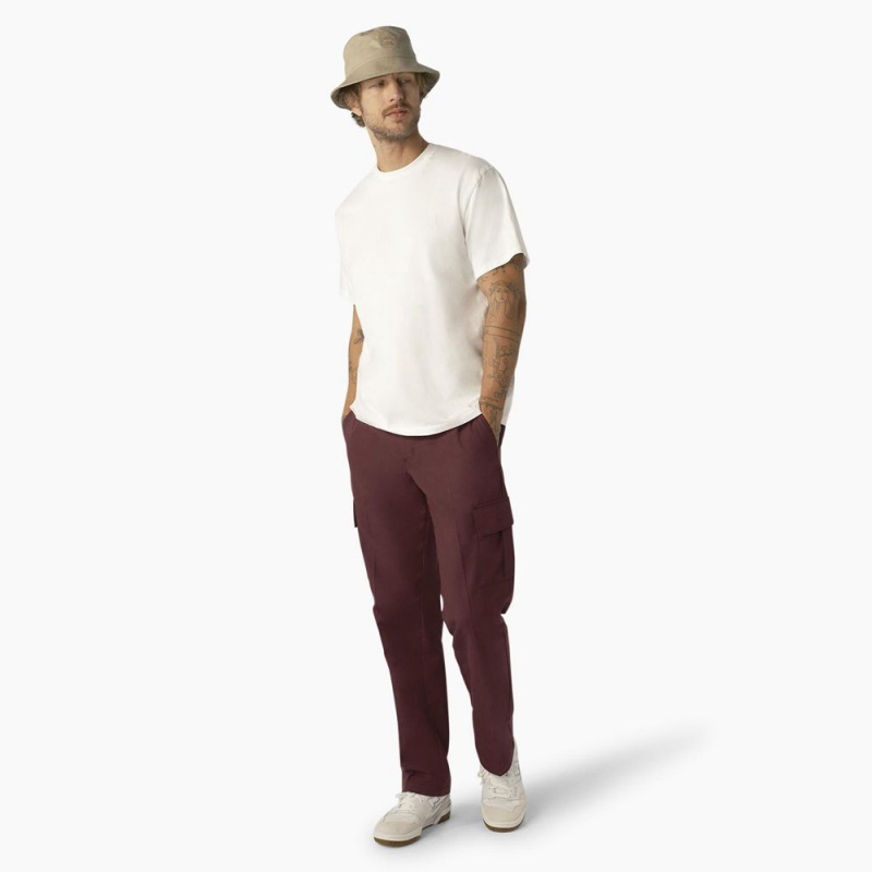 Burgundy Dickies Regular Fit Men's Cargo Pants | 730-HYKOJP