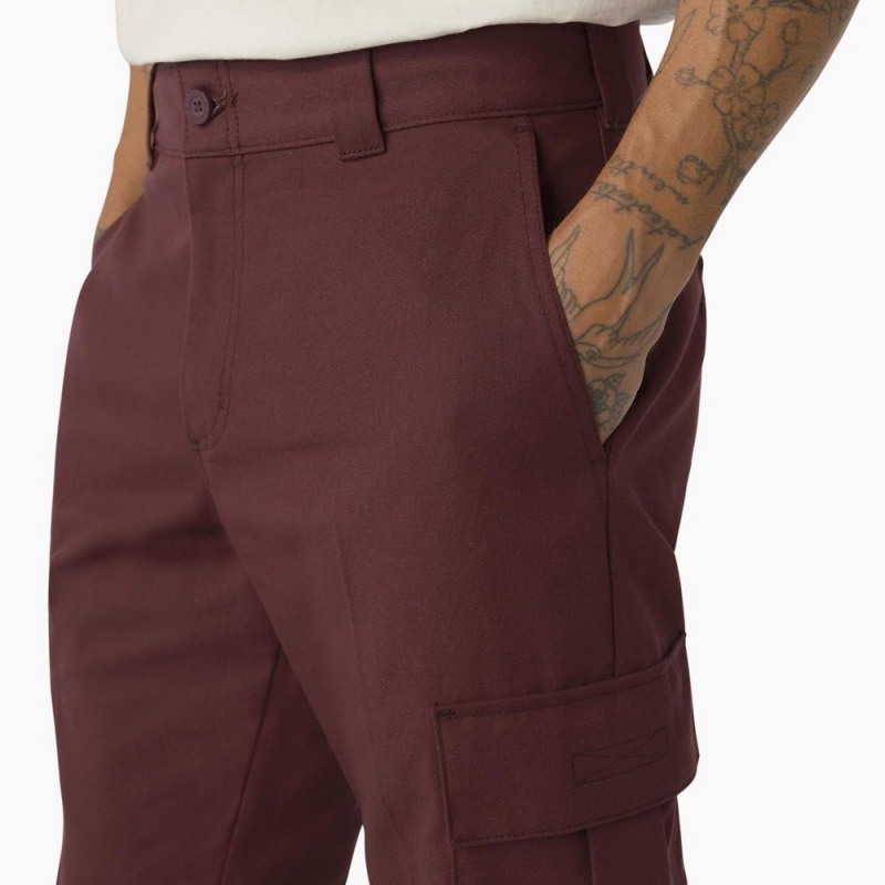 Burgundy Dickies Regular Fit Men's Cargo Pants | 730-HYKOJP