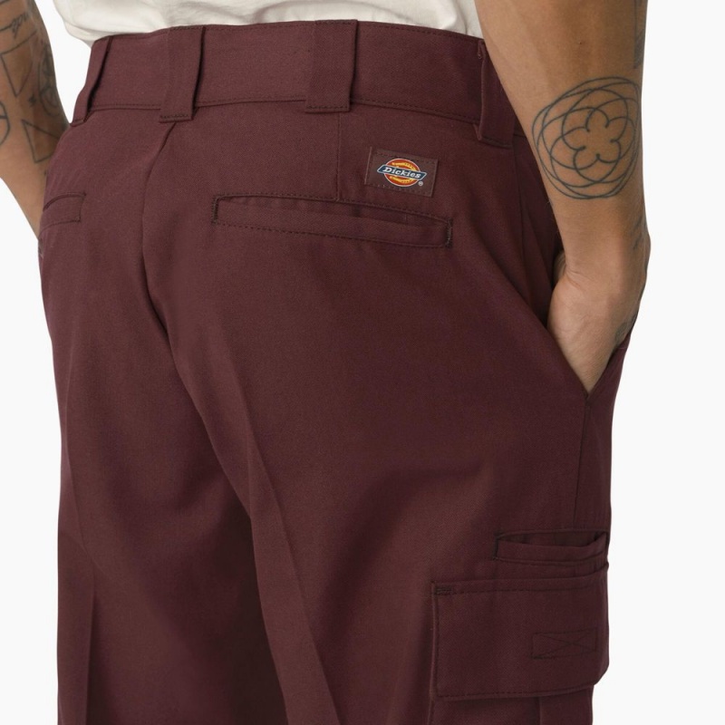 Burgundy Dickies Regular Fit Men's Cargo Pants | 730-HYKOJP